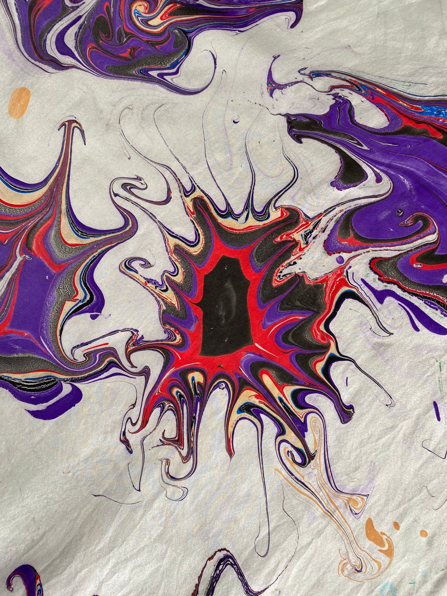 hand marbled silk scarf