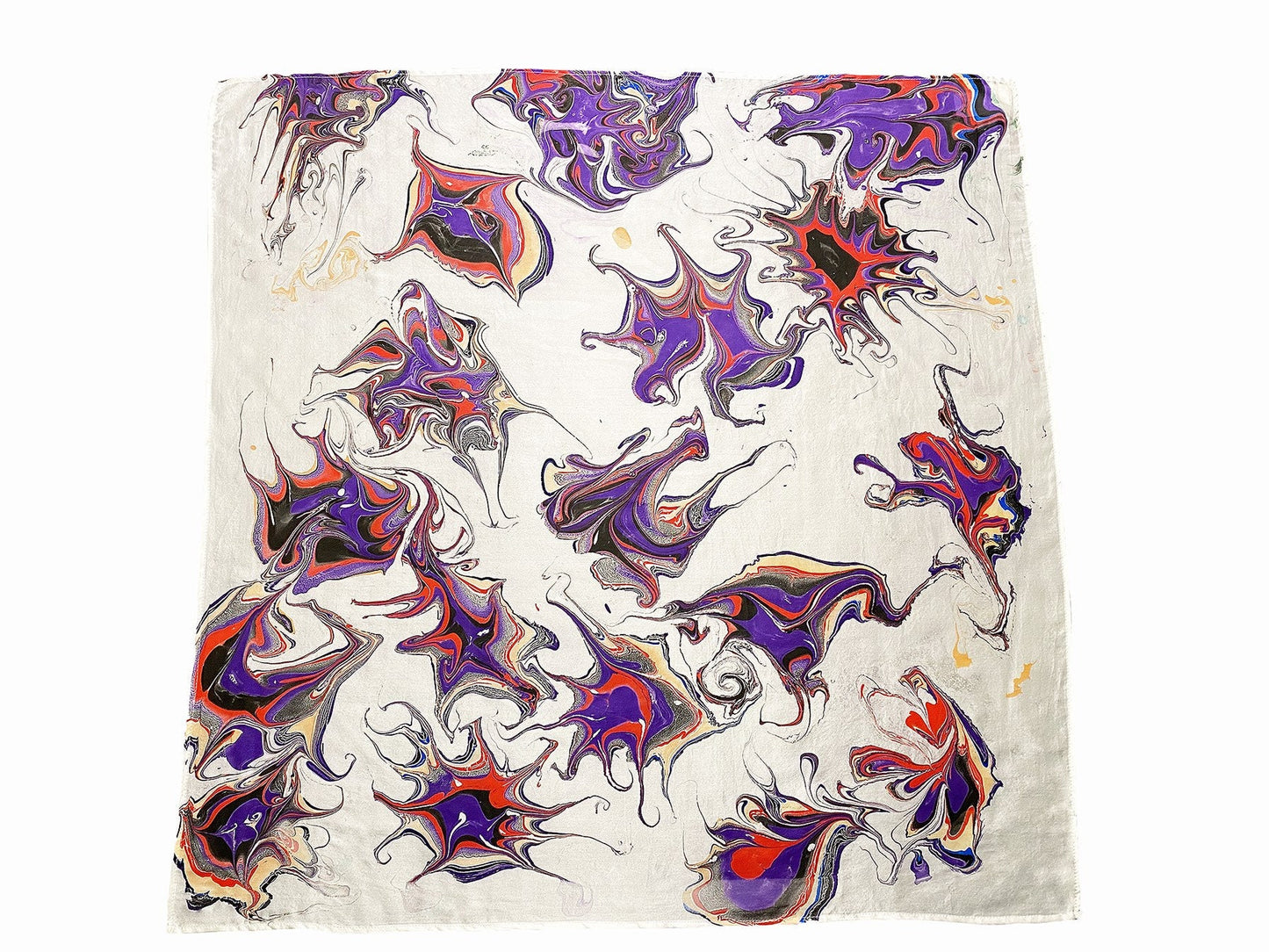 hand marbled silk scarf